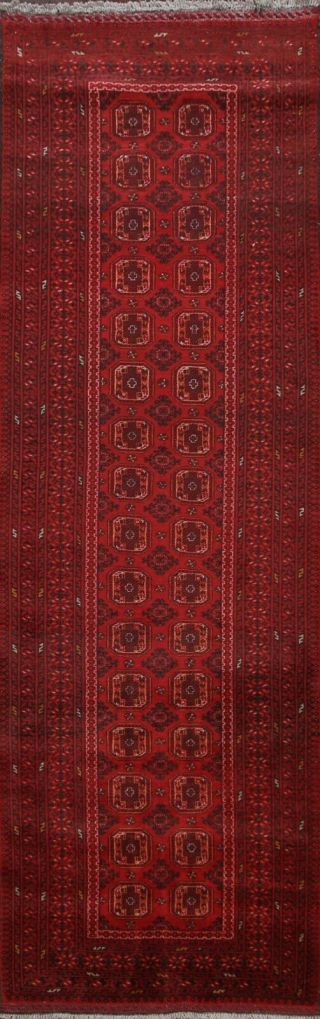 Vintage Tribal Geometric Balouch Afghan Runner Rug Hand - Knotted Staircase 3 