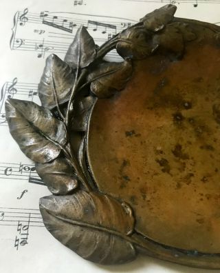 Antique French Art Nouveau Bronze Tray Woman Leaves Signed Georges Flamand c1900 4