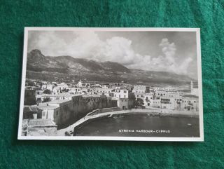 Vintage Kyrenia Harbour & Hills,  Cyprus 1950s Postcard
