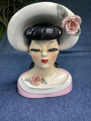 Vintage Lady Head Vase 6 1/2”