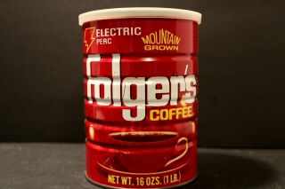 Vintage Folgers Coffee Can With Lid 16ozs 