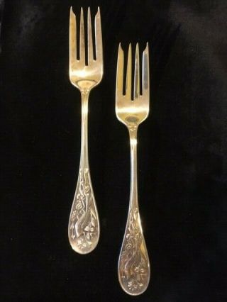 Two Tiffany Audubon Sterling Silver Salad Forks - 6 3/4 "