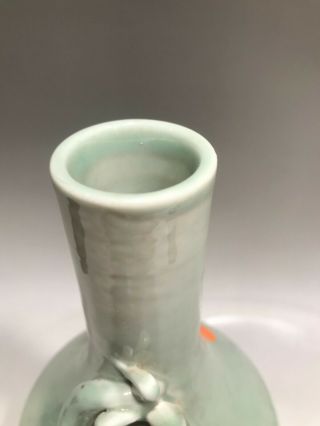 Chinese Porcelain Cyan Ceramic Vase with Carved Dragon 3