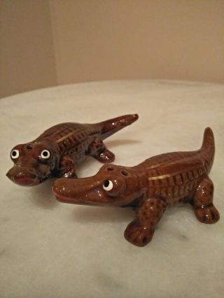 Vintage Retro Collectable Salt And Pepper Shakers Crocodiles Japan