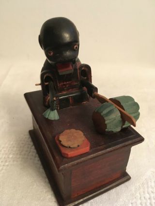 Vintage KOBE DOLL Mechanical Toy Hand Carved Watermelon Slicer 3 of 11 5