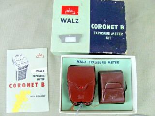 Vintage Walz Coronet B Light,  Exposure Meter Kit,  Booster In Leather Cases