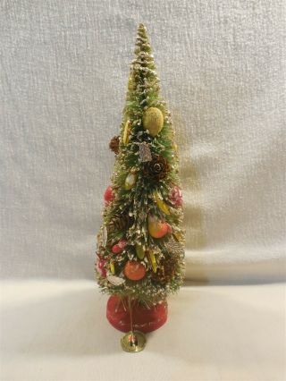 Vintage Holt Howard Japan Christmas Bottle Brush Tree Fruit Pinecones 11 3/4 "