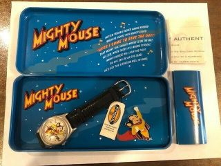 Mighty Mouse Fossil Watch & Lapel Pin Limited Edition 15000
