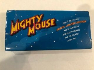 MIGHTY MOUSE FOSSIL WATCH & LAPEL PIN LIMITED EDITION 15000 2