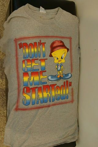 Vintage Looney Tunes Tweety Bird T - Shirt " Don’t Get Me Started " Grey 1998 Xl?