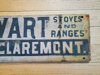 Antique Early 1900 ' s Wood Store Sign E.  A.  Noyes of Claremont NH Stoves & Ranges 4