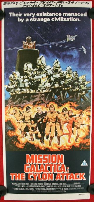 Vintage 1979 " Mission Galactica:the Cylon Attack " Daybill Movie Poster