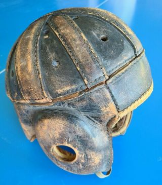 Antique 1930’s Spalding Zh Leather Football Helmet Vintage Sports Memorabilia