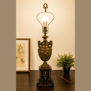 ANTIQUE 19TH CENTURY VICTORIAN BRONZE & MARBLE URN LAMP OUTSTANDING 2