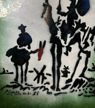 Vintage Mid - Century,  Pablo Picasso,  Don Quixote Enamel Painting Copper Plaque 3