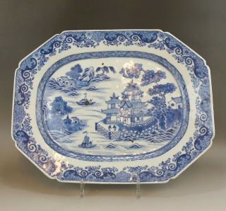 A Large/fine Chinese 18c Blue&white Landscape Platter - Qianlong
