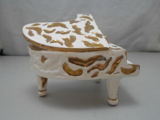 Vintage L & M White & Gold Porcelain Mini Grand Piano Figurine Japan 1956 2