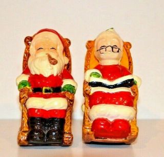 Vintage Santa & Mrs Claus Rocking Chairs - Piggy Banks - Ceramic - Christmas - Pipe