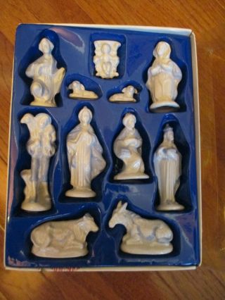 Vintage Sears Trim - Shop Porcelain Nativity Set Blue & White