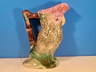 Antique Majolica Owl Or Cockatoo Figural Pitcher 8.  5 " C.  1800 
