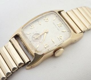 Vintage Art Deco Mens Hamilton " Cranston " 19j 10k Gold Filled Wristwatch Watch