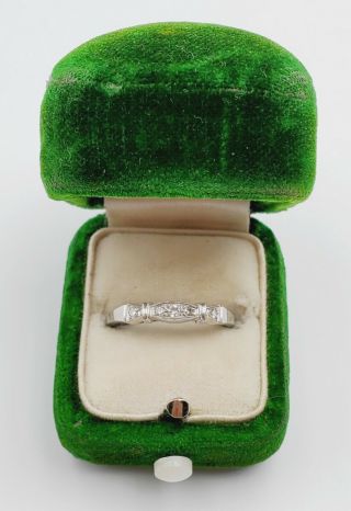 Antique Platinum 5 Diamond Vs Grade Bowtie Wedding Band Ring Size 6.  25,  2.  3g
