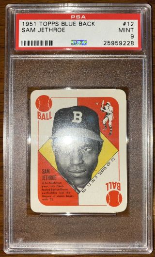 1951 Topps Blue Back 12 Sam Jethroe Psa 9 — None Higher,  Tough And Low Pop