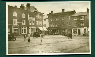 Winslow,  Market Square With Shops & Vehicles,  Vintage Postcard