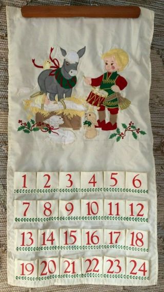 Vintage House Of Hatten Baby Jesus Christmas Advent Calendar Wall Hanging