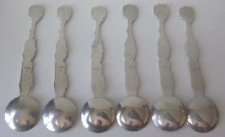 set of 6 sterling Tea Caddy Spoons figural Geisha Girl with Parasol and Shamisen 5