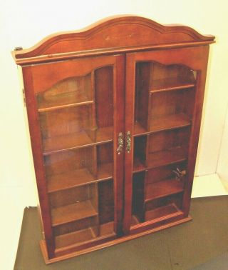 Vintage Wood Shadow Box/curio Display Case W/ 13 Cubbys Glass Doors 22 " H X16 " W