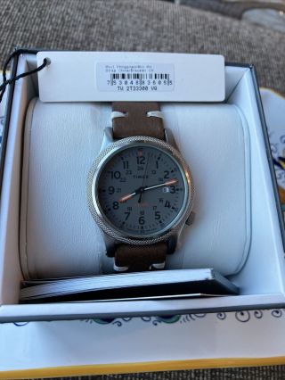 Timex Allied Lt Grey Gray Dial Better Leather Strap Watch