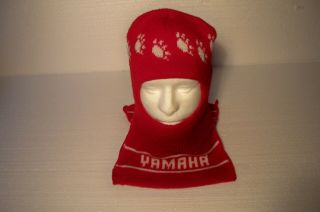 Vintage Yamaha Racing Full Face Winter Knit Ski Mask Hat Cap Red Adult