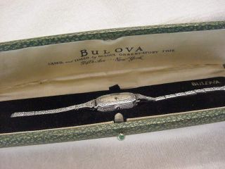Vintage 14k Gold Fd Antique 1920 Art Deco Bulova Sapphire Hermetic Watch,  Box