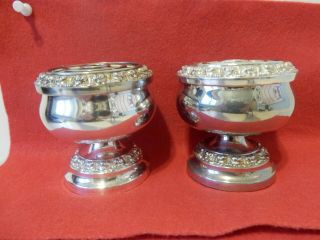 2 Vintage Ianthe English Silver Plated Small Rose Bowls