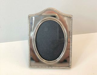 Vintage Silver & Velvet Small Photo Picture Easel Frame