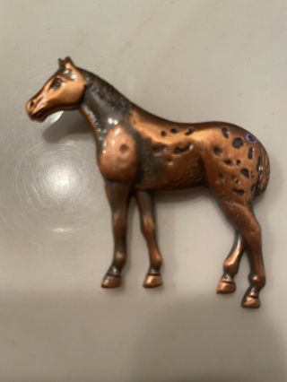 Vintage Western Copper Horse Scarf Slide Signed Estate Jewelry