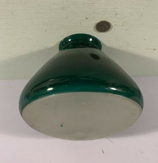 Antique Vtg Green White Cased Glass 3 1/4 " Fitter Light Fixture Lens Shade