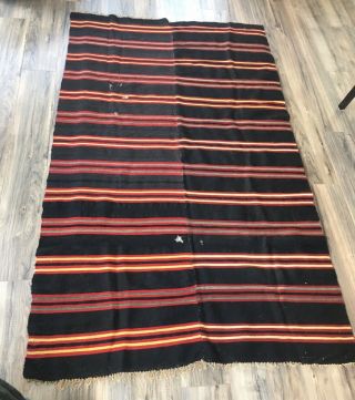 Large 19th C.  Antique Rio Grande Pueblo Blanket 88” X 52” Southwestern Textile