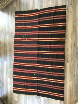 Large 19th C.  Antique Rio Grande Pueblo Blanket 88” X 52” Southwestern Textile 3