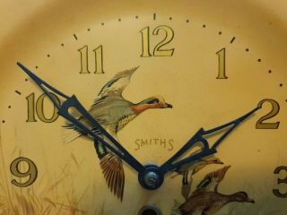 Rare Tin Plate Vintage Smiths Wall Clock Flying Ducks Made In Gt.  Britain