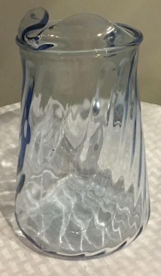 Vintage Blue Glass Pitcher 64 Oz.  Swirl Pattern