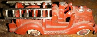 Vintage Hubley Cast Iron 2231 Red Ladder Fire Truck W/ Ladders 5”all