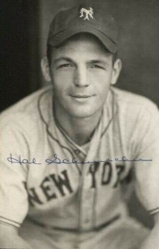 Hal Schumacher Autographed York Giants Vintage Rowe Postcard