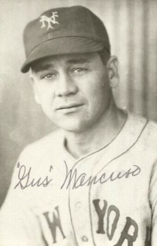Gus Mancuso Autographed York Giants Vintage Rowe Postcard