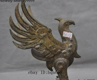 Ancient Old China Chinese dynasty bronze Ware phoenix bird animal statue 2