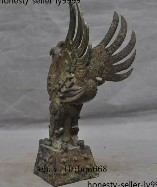 Ancient Old China Chinese dynasty bronze Ware phoenix bird animal statue 5