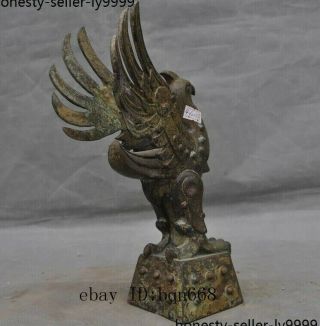 Ancient Old China Chinese dynasty bronze Ware phoenix bird animal statue 6
