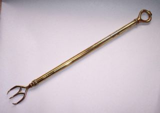 Antique Vintage Solid Brass Extendable Toasting Fork