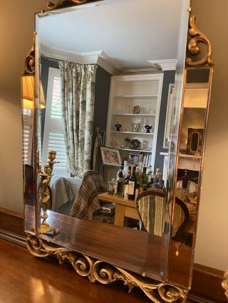 French Art Deco Mirror With Peach Glass Panels